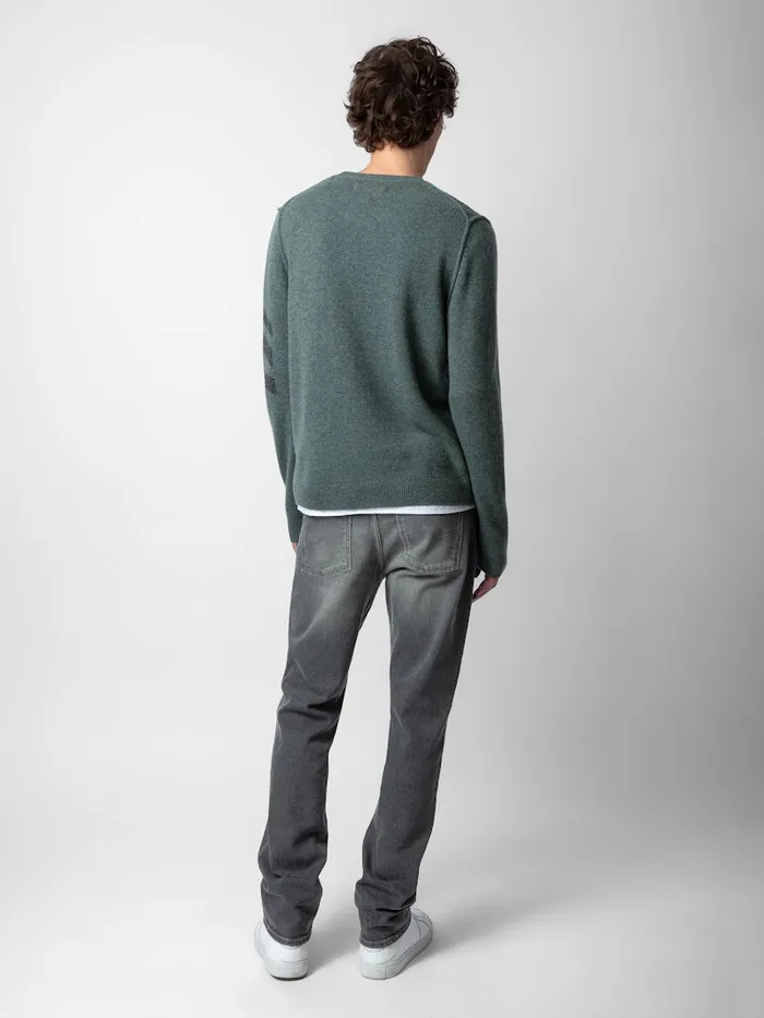 Men Zadig and Voltaire Sweaters and Cardigans Kennedy Cashmere Sweater Bleu Treillis