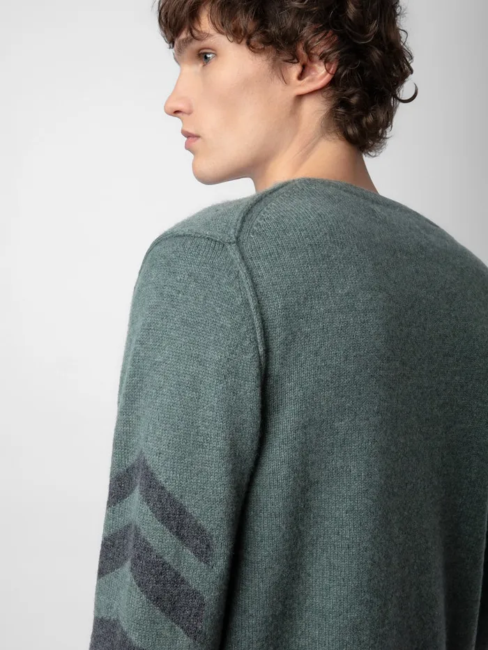 Men Zadig and Voltaire Sweaters and Cardigans Kennedy Cashmere Sweater Bleu Treillis