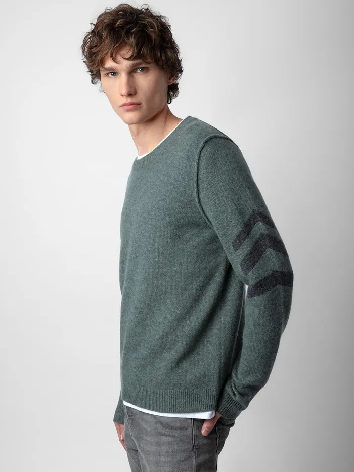 Men Zadig and Voltaire Sweaters and Cardigans Kennedy Cashmere Sweater Bleu Treillis