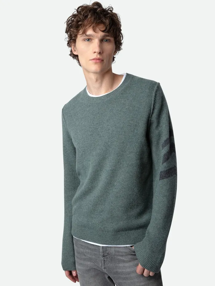 Men Zadig and Voltaire Sweaters and Cardigans Kennedy Cashmere Sweater Bleu Treillis