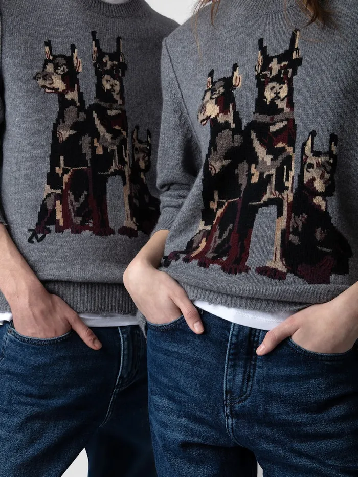 Men Zadig and Voltaire Sweaters and Cardigans Kennedy Cashmere Sweater Gris Moyen