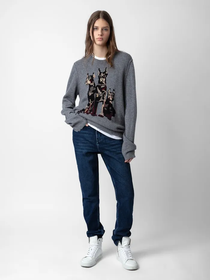 Men Zadig and Voltaire Sweaters and Cardigans Kennedy Cashmere Sweater Gris Moyen
