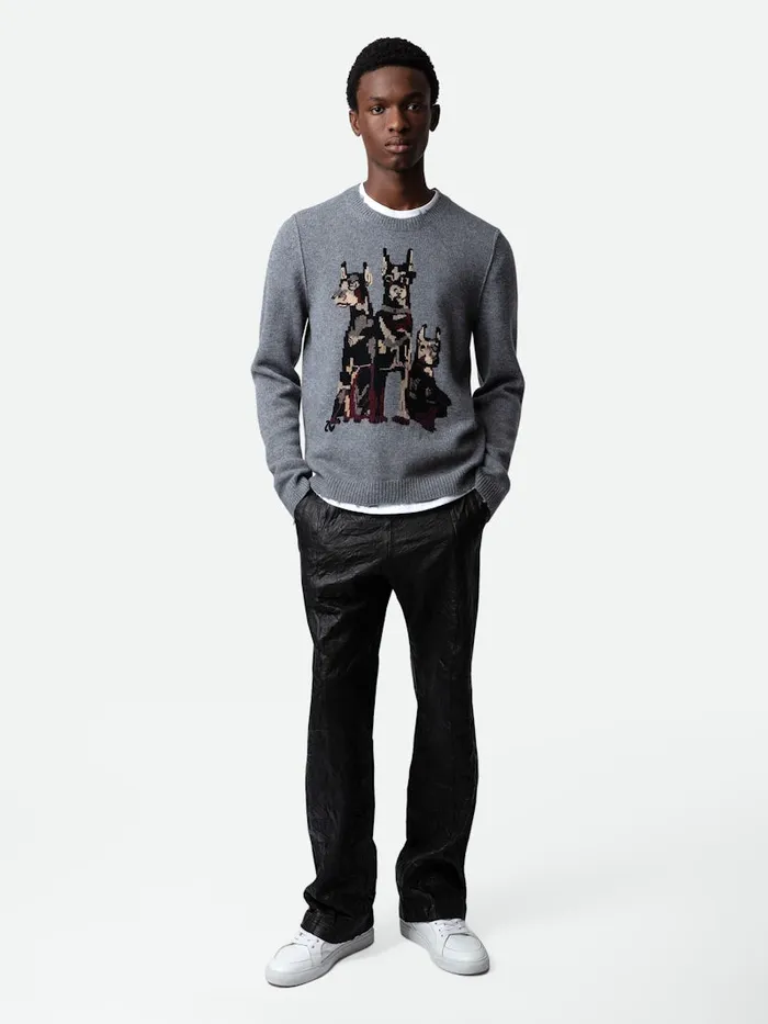 Men Zadig and Voltaire Sweaters and Cardigans Kennedy Cashmere Sweater Gris Moyen