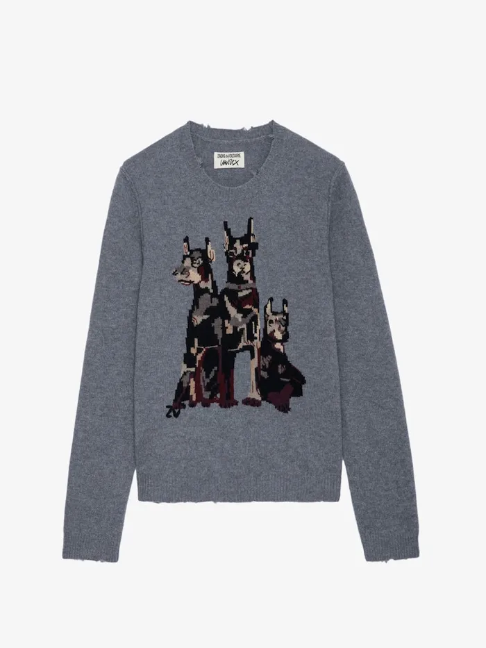 Men Zadig and Voltaire Sweaters and Cardigans Kennedy Cashmere Sweater Gris Moyen