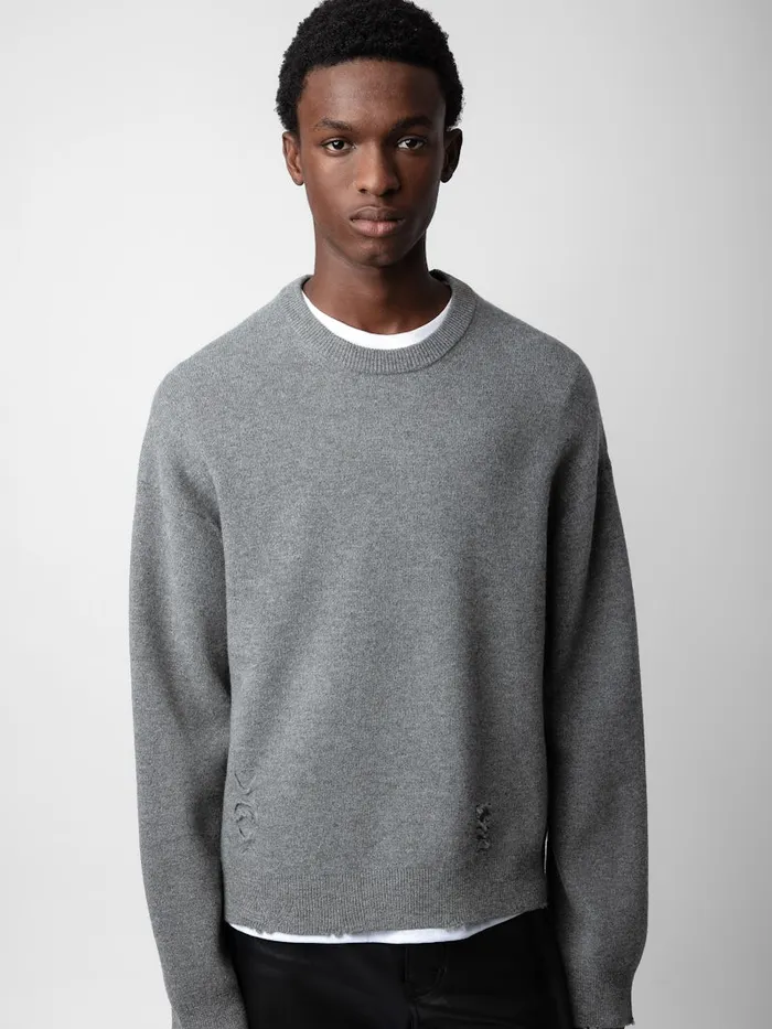 Men Zadig and Voltaire Sweaters and Cardigans Marko Sweater Gris Moyen
