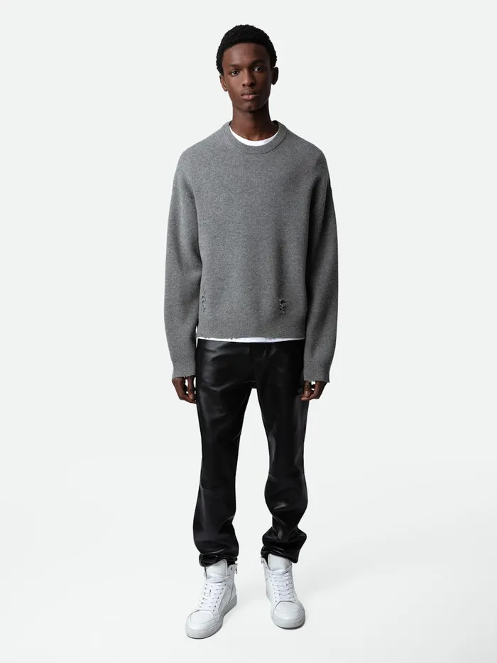 Men Zadig and Voltaire Sweaters and Cardigans Marko Sweater Gris Moyen