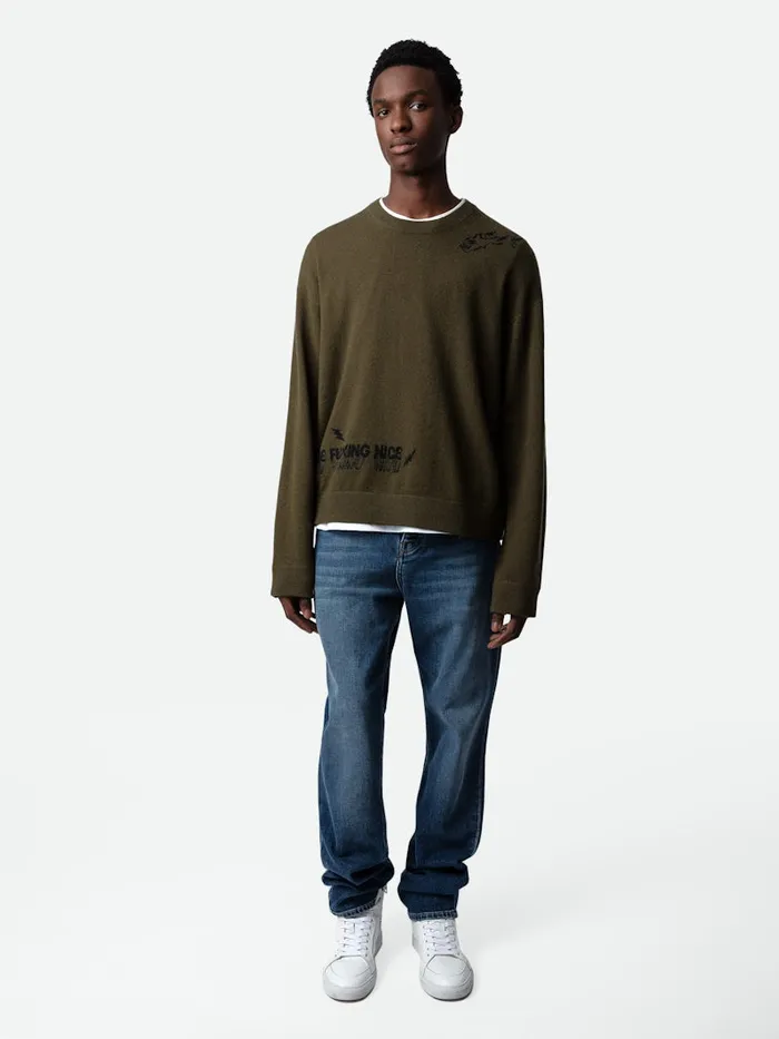 Men Zadig and Voltaire Sweaters and Cardigans Marko Sweater Used Kaki