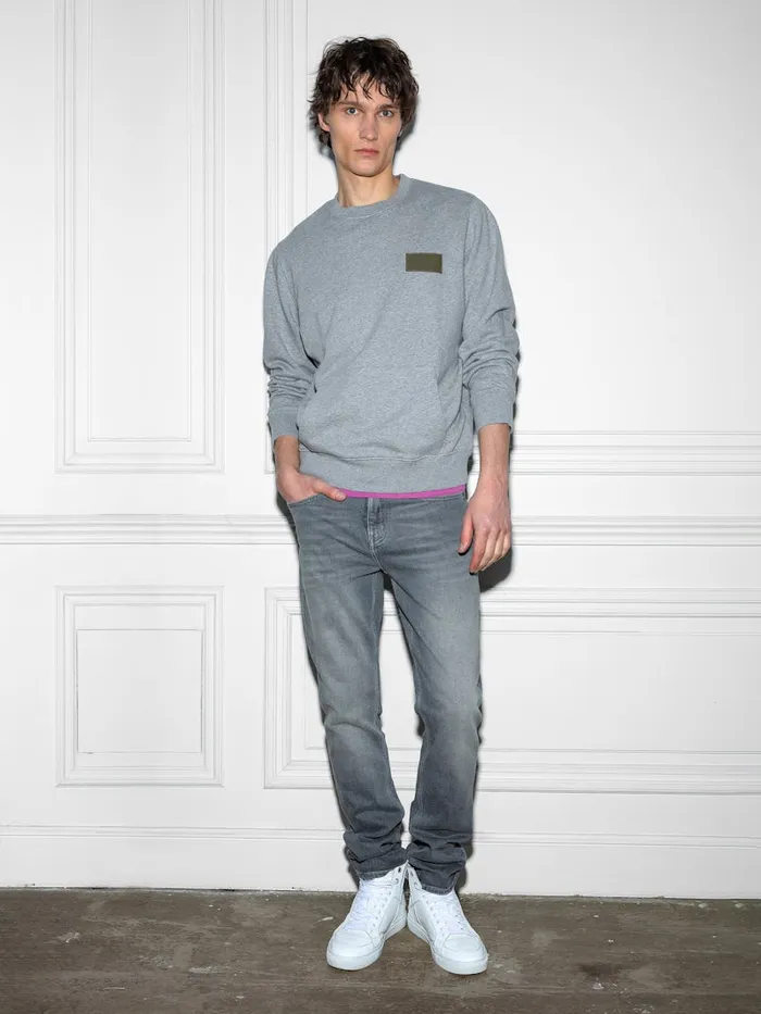 Men Zadig and Voltaire Sweatshirts Aime Sweatshirt Gris Chine