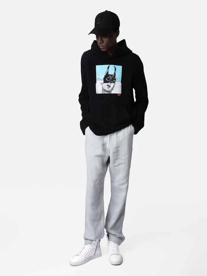 Men Zadig and Voltaire Sweatshirts Sancho Photoprint Sweatshirt Black