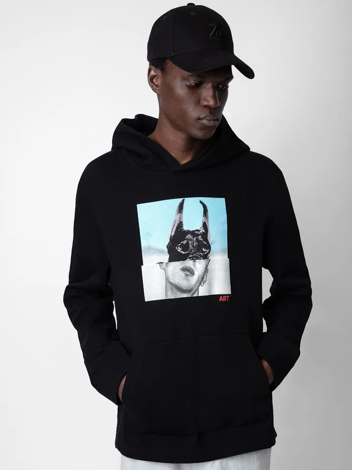 Men Zadig and Voltaire Sweatshirts Sancho Photoprint Sweatshirt Black