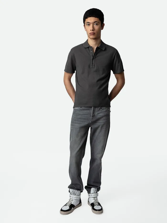 Men Zadig and Voltaire TShirts Dimitri Polo Shirt Carbone
