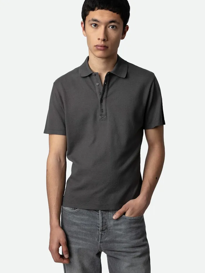 Men Zadig and Voltaire TShirts Dimitri Polo Shirt Carbone
