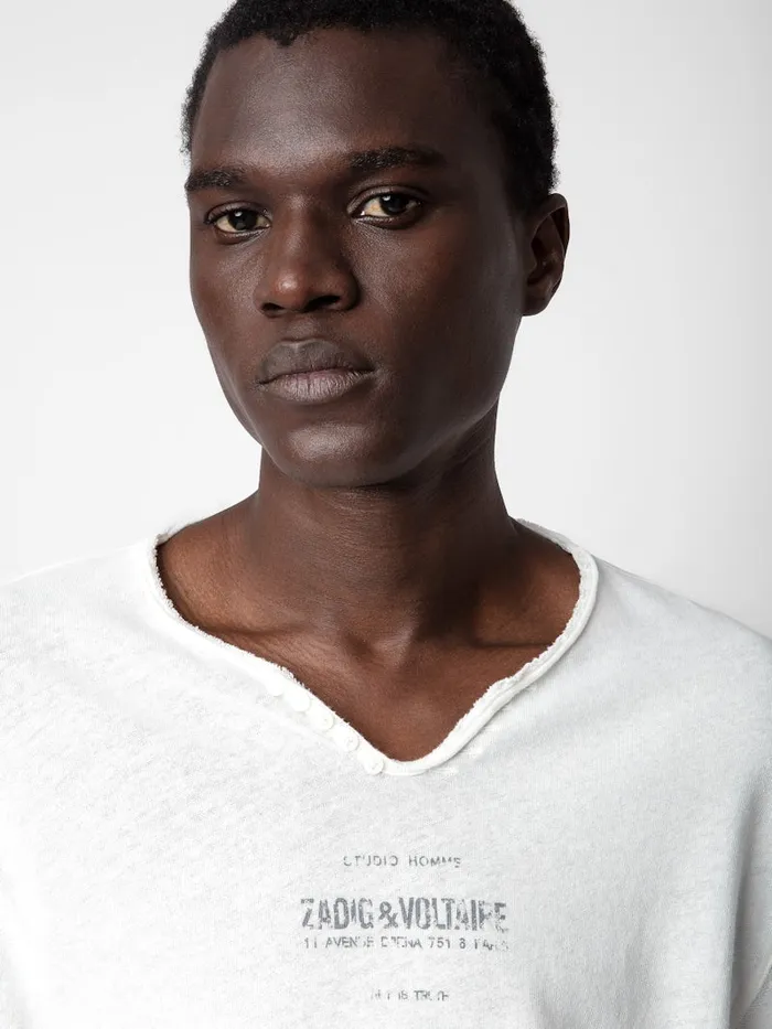 Men Zadig and Voltaire TShirts Monastir Henley Tshirt Judo