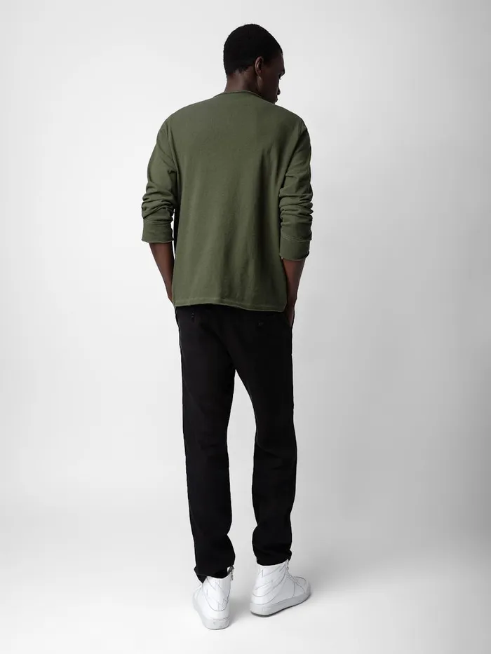 Men Zadig and Voltaire TShirts Monastir Henley Tshirt Used Kaki