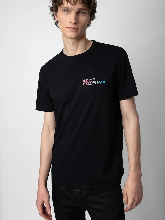 Men Zadig and Voltaire TShirts Ted Photoprint Tshirt Black