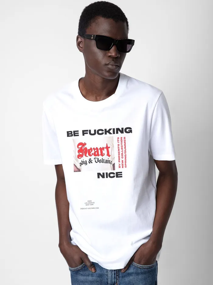 Men Zadig and Voltaire TShirts Ted Photoprint Tshirt White