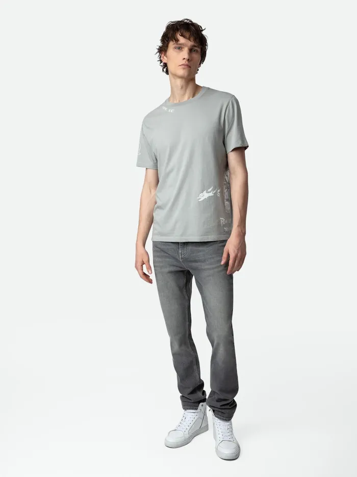 Men Zadig and Voltaire TShirts Ted Tag Tshirt Oyster
