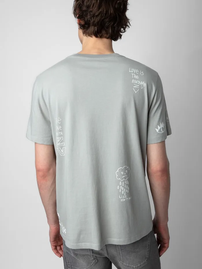 Men Zadig and Voltaire TShirts Ted Tag Tshirt Oyster