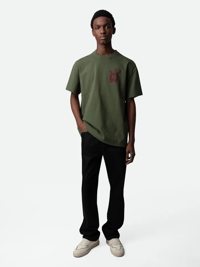 Men Zadig and Voltaire TShirts Teddy Skull Tshirt Used Kaki