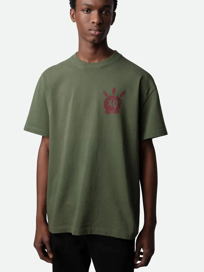 Men Zadig and Voltaire TShirts Teddy Skull Tshirt Used Kaki