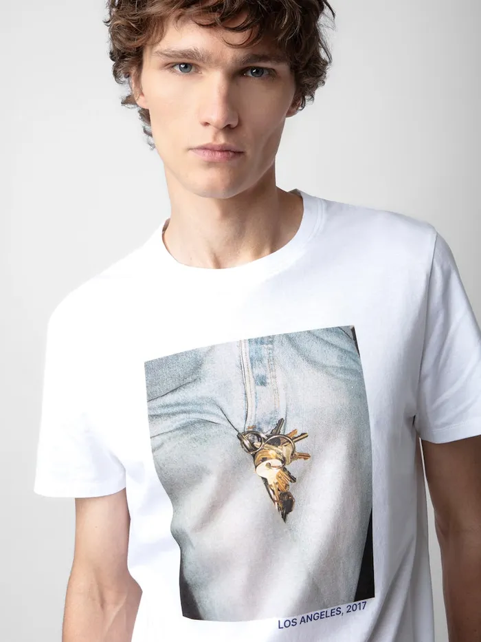 Men Zadig and Voltaire TShirts Tommy Photoprint Tshirt White