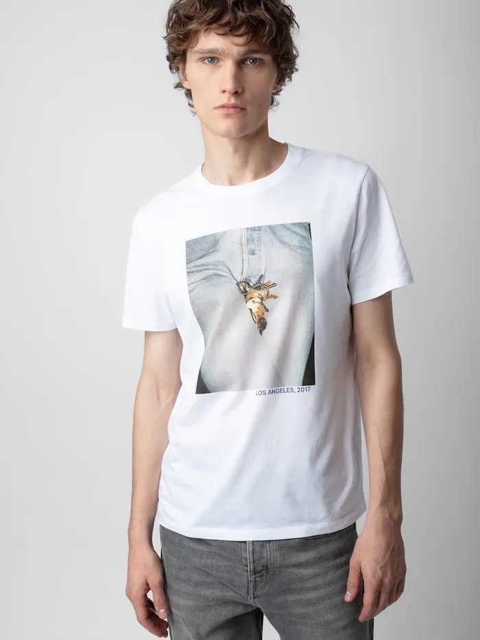 Men Zadig and Voltaire TShirts Tommy Photoprint Tshirt White