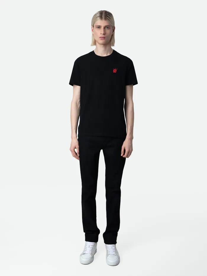 Men Zadig and Voltaire TShirts Tommy Skull XO Tshirt Black