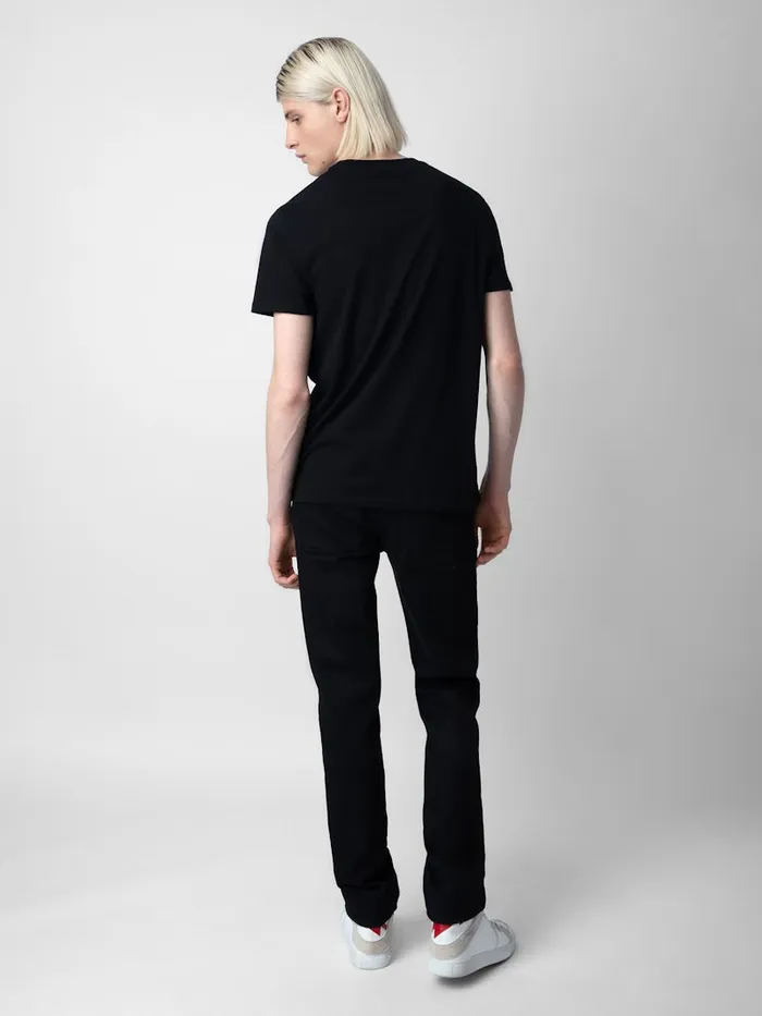 Men Zadig and Voltaire TShirts Tommy Skull XO Tshirt Black