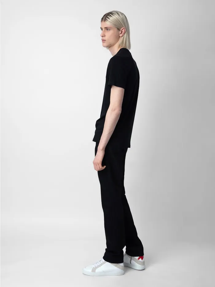 Men Zadig and Voltaire TShirts Tommy Skull XO Tshirt Black