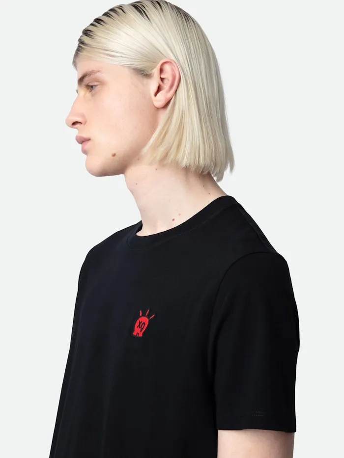Men Zadig and Voltaire TShirts Tommy Skull XO Tshirt Black