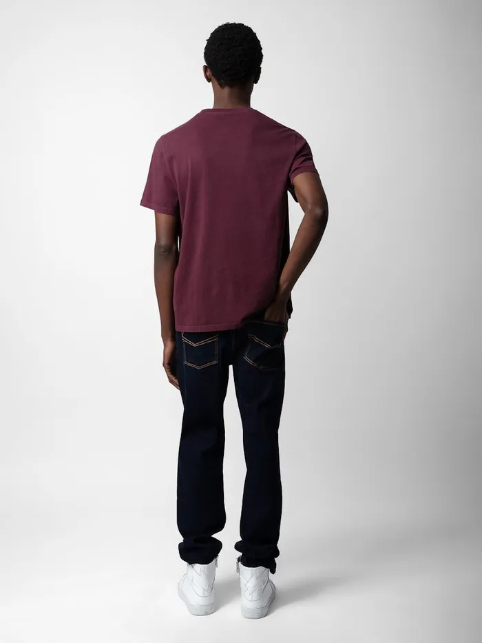 Men Zadig and Voltaire TShirts Tommy Skull XO Tshirt Cherry Red