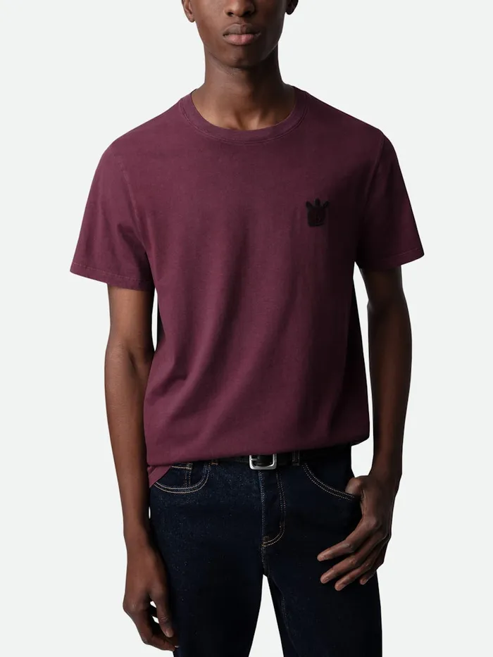 Men Zadig and Voltaire TShirts Tommy Skull XO Tshirt Cherry Red
