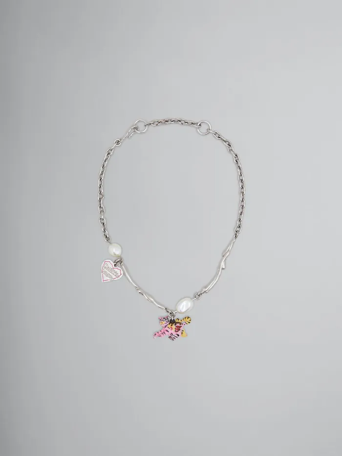 Metal Chain Necklace With Tiger Pendant Women Marni Necklaces