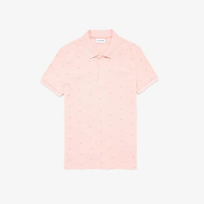 Micro Print Polo Shirt Light PinkPink Mens Lacoste Polos Outlet Factory