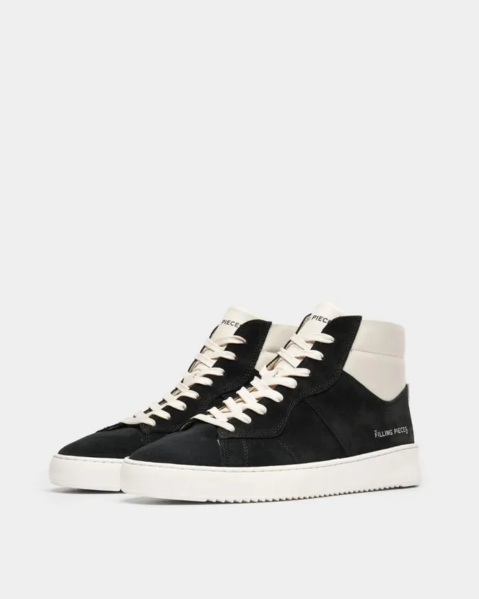 Mid Court Suede Black MenWomen Filling Pieces Sneakers