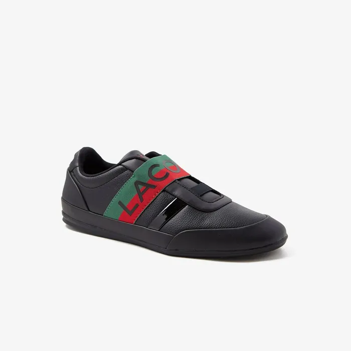 Misano Elastic Leather Sneakers BlackRed Mens Lacoste Sneakers Cheap On Sale