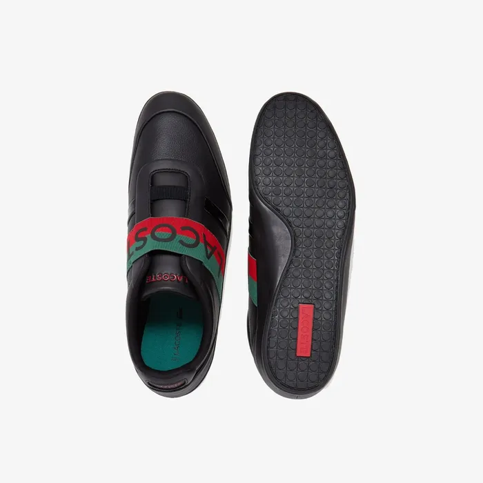 Misano Elastic Leather Sneakers BlackRed Mens Lacoste Sneakers Cheap On Sale