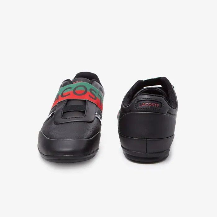 Misano Elastic Leather Sneakers BlackRed Mens Lacoste Sneakers Cheap On Sale