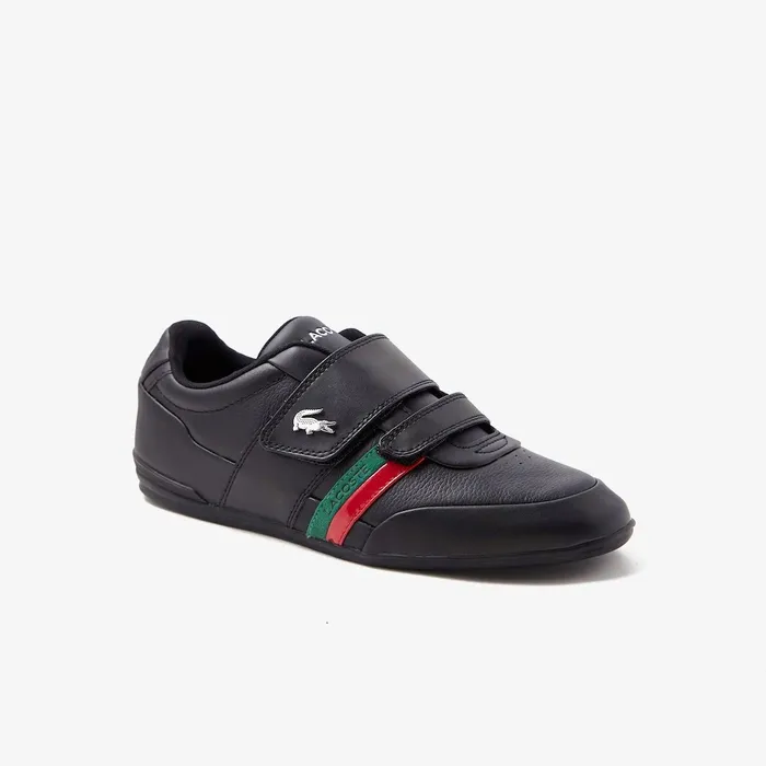 Misano Strap Leather Sneakers BlackGreen Mens Lacoste Sneakers Near Me