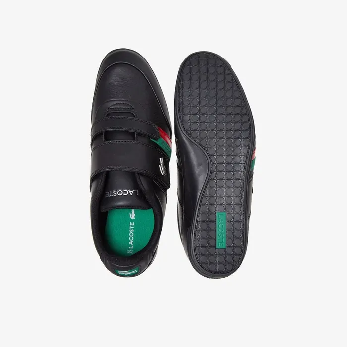 Misano Strap Leather Sneakers BlackGreen Mens Lacoste Sneakers Near Me