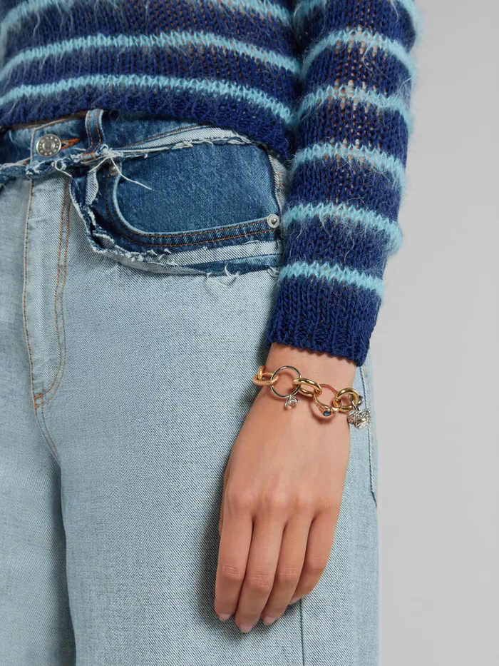 Mixed Link Chain Bracelet With Jewelled Rings Women Marni Bracelets