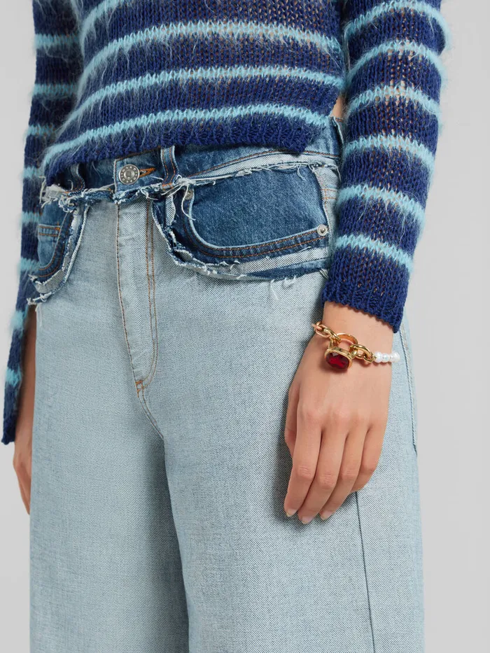Mixed Link Chain Bracelet With Pearls And Ring Women Marni Bracelets