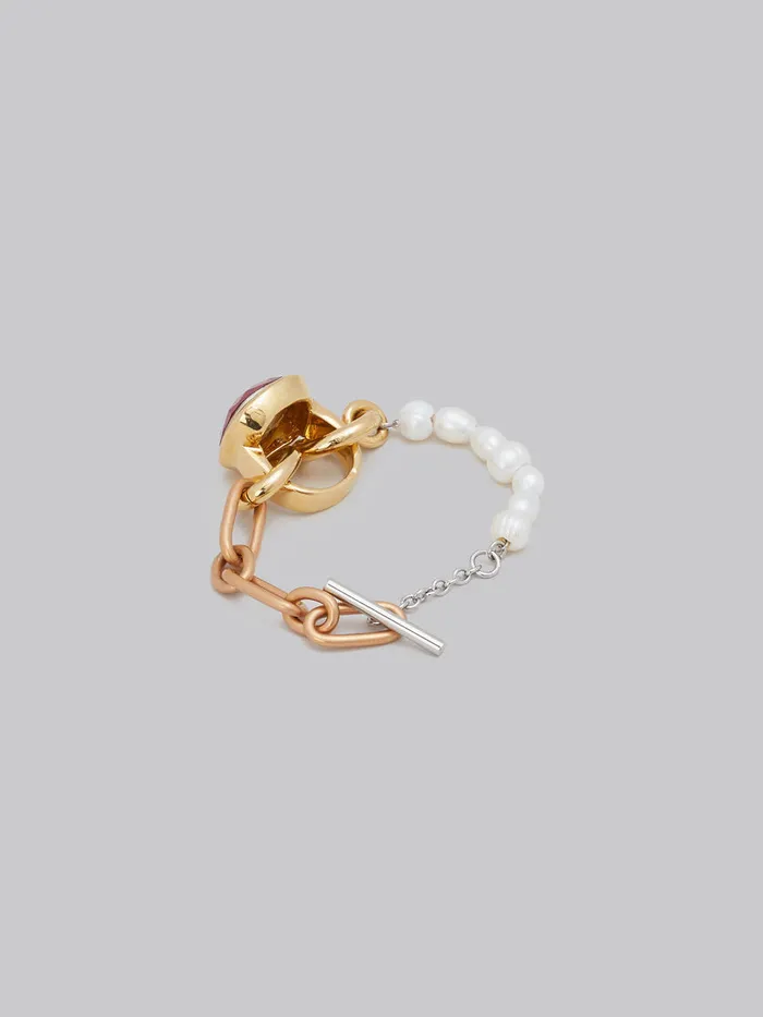 Mixed Link Chain Bracelet With Pearls And Ring Women Marni Bracelets