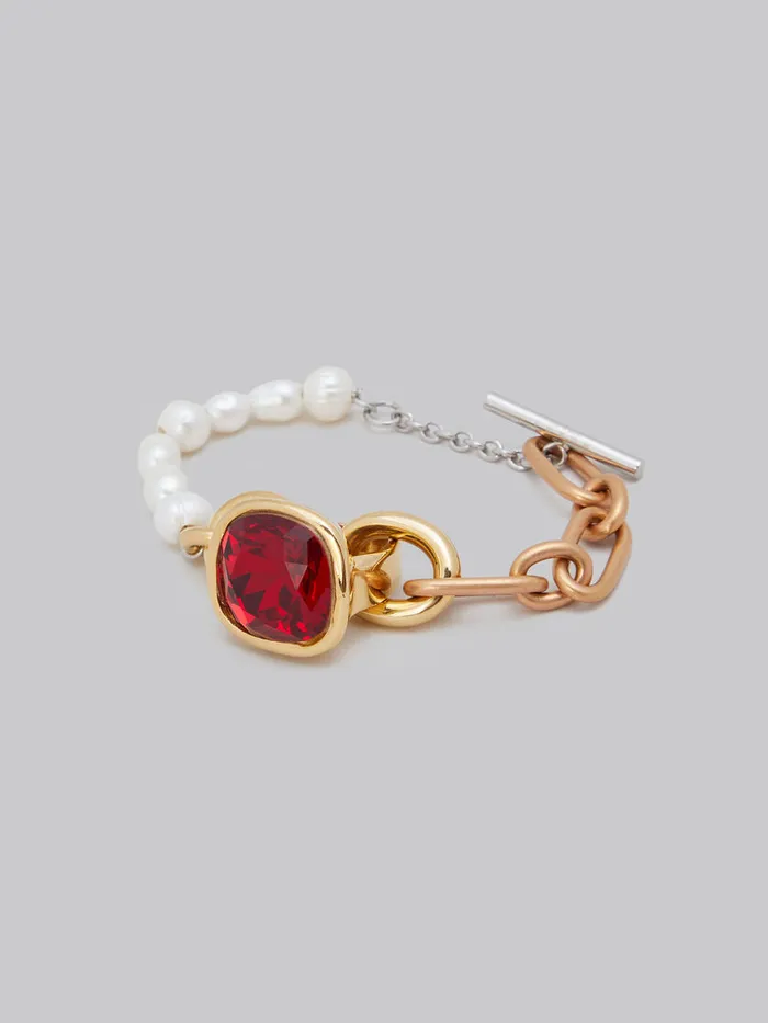 Mixed Link Chain Bracelet With Pearls And Ring Women Marni Bracelets