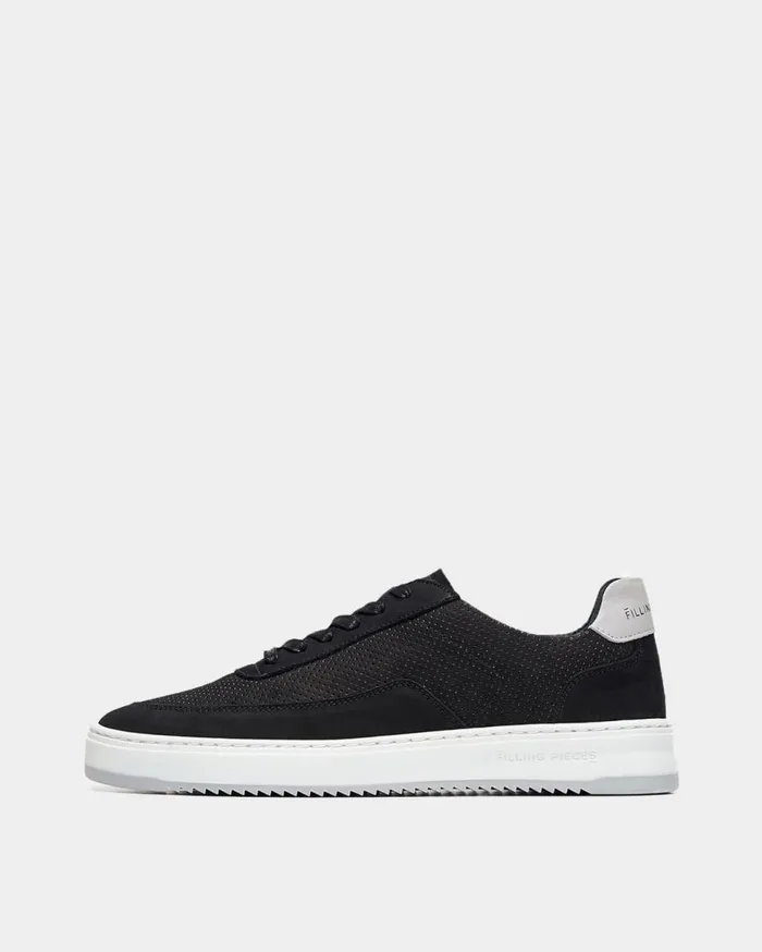 Mondo Bianco Perforated Black Men Filling Pieces Sneakers