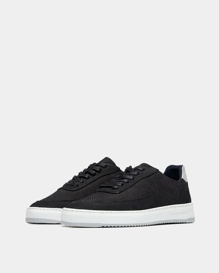Mondo Bianco Perforated Black Men Filling Pieces Sneakers