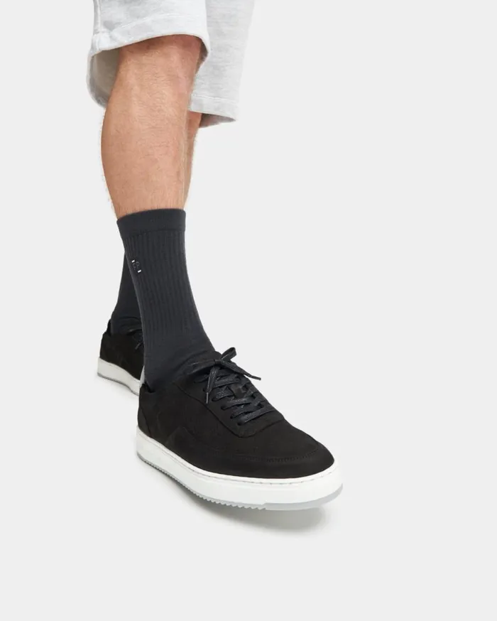 Mondo Bianco Perforated Black Men Filling Pieces Sneakers