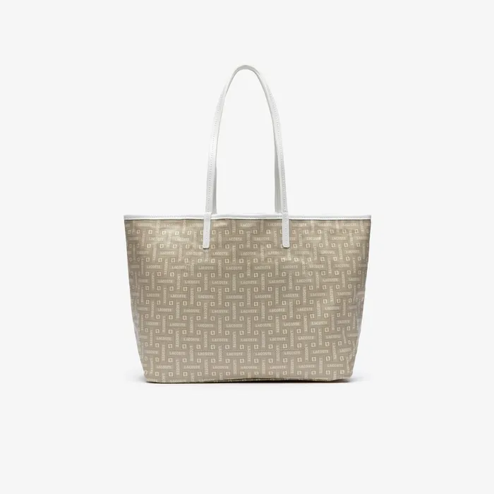 Monogram Coated Cotton Canvas Tote Bag Lacoste Beige Womens Lacoste Bags Shop Online