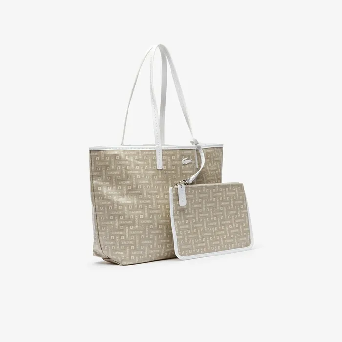 Monogram Coated Cotton Canvas Tote Bag Lacoste Beige Womens Lacoste Bags Shop Online