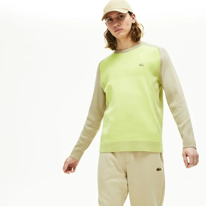 Motion Breathable ColorBlock Sweater BeigeFlashy Yellow Mens Lacoste Sweaters Gift Ideas Motion Breathable ColorBlock Sweater BeigeFlashy Yellow Mens Lacoste Sweaters Gift Ideas